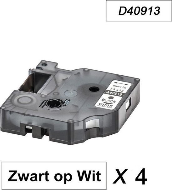 4 x Dymo 40913 Zwart op Wit Standaard Label Tapes Compatible voor Dymo 2000  3500 5500... | bol