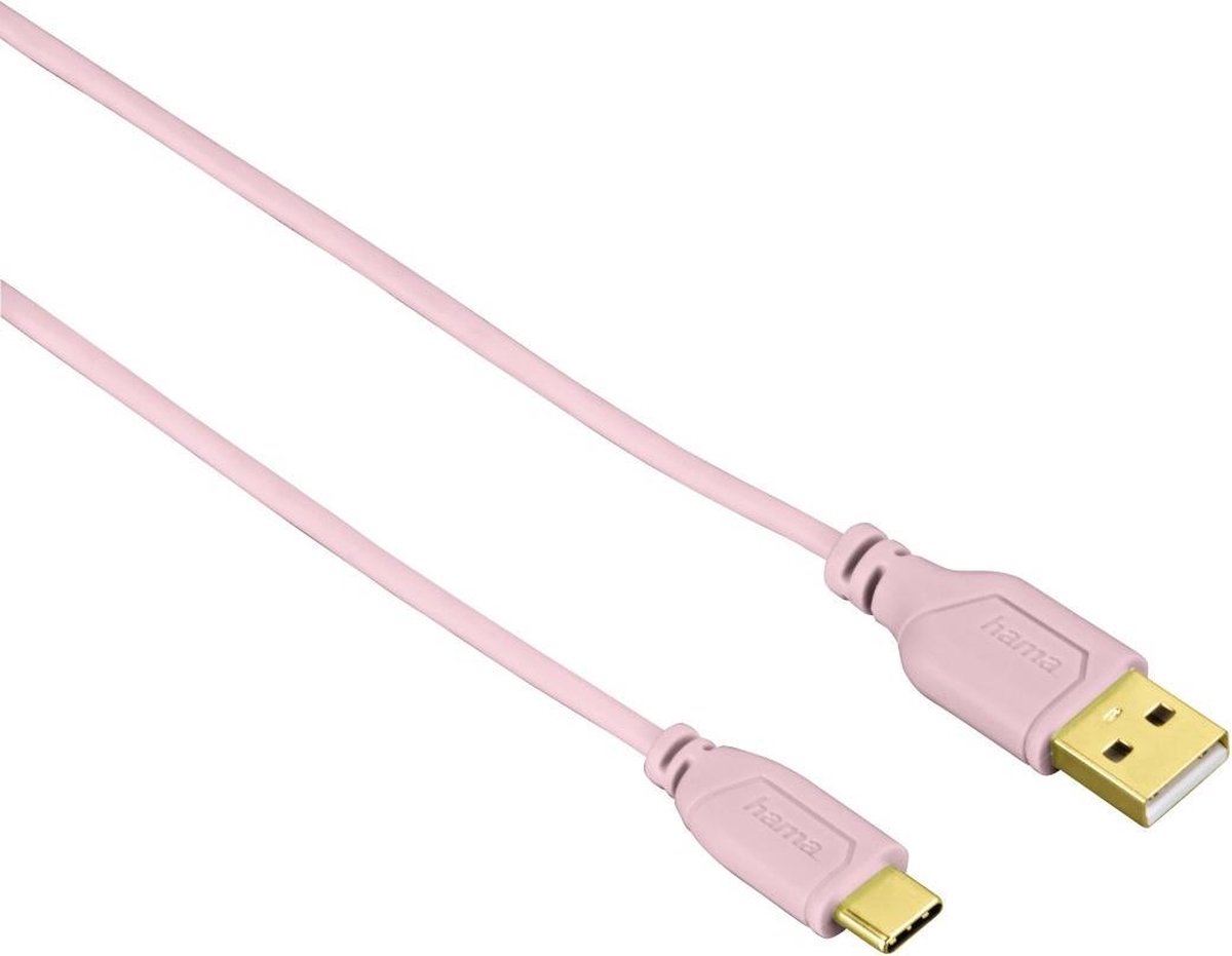Hama 0.75m, USB2.0-C/USB2.0-A USB-kabel 0,75 m USB C USB A Roze