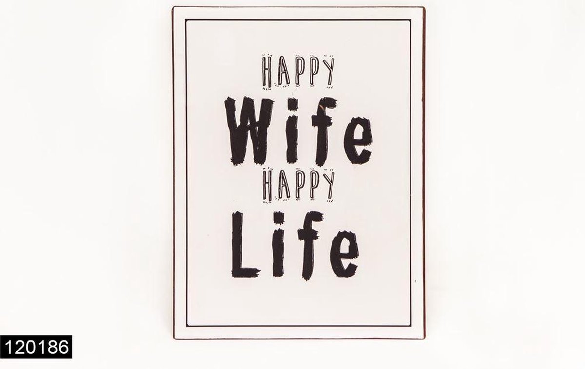 Tekstbord Happy Wife 26x0,6x35 Cm Metaa