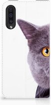 Geschikt voor Samsung Galaxy A50 Standcase Hoesje Kat