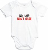 Rompertjes baby met tekst - No hair don't care - Romper wit - Maat 62/68