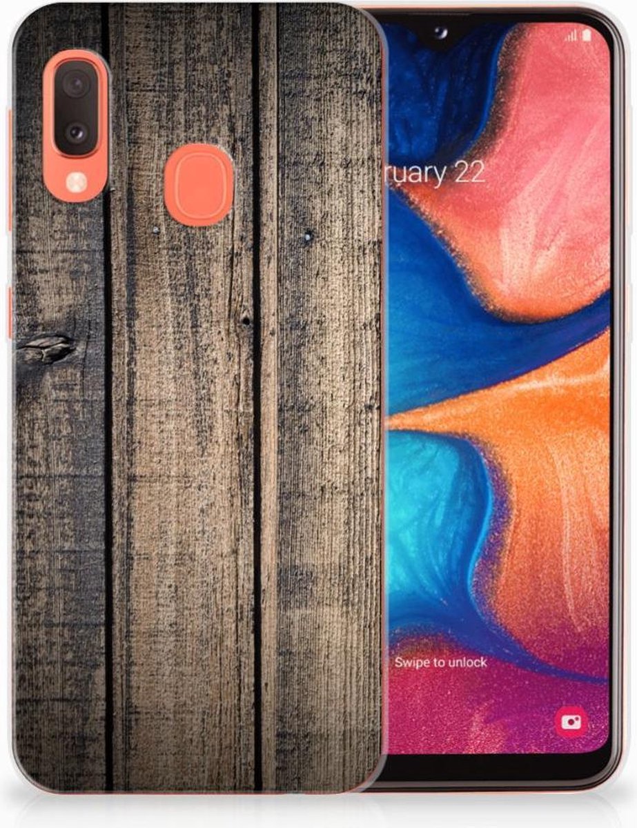 Back Cover voor Samsung Galaxy A20e Bumper Hoesje Steigerhout