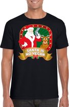 Foute Kerst t-shirt zwart Santa is no vegan heren - Kerst shirts M