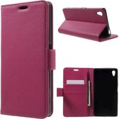 Litchi Cover wallet hoesje Sony Xperia Z5 roze