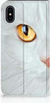 iPhone Xs Standcase Hoesje Witte Kat