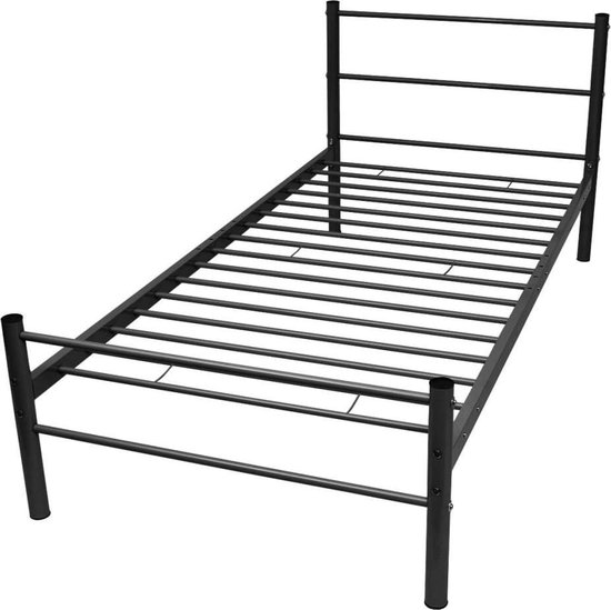 koppel lip alarm Bedframe zwart bed zonder matras metaal staal 90x200cm | bol.com