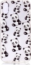 Shop4 - iPhone X / Xs Hoesje - Zachte Back Case Panda's Transparant