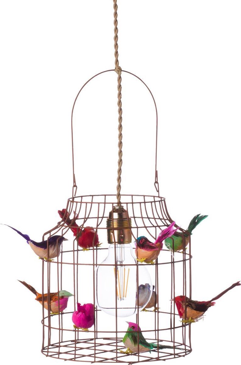Hanglamp kinderkamer roze met vogeltjes nét echt !