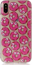 Shop4 - iPhone X / Xs Hoesje - Zachte Back Case Blije donuts Transparant