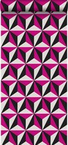 Origin Wallcoverings behang grafisch 3D motief fuchsia roze - 347444 - 53 cm x 10,05 m