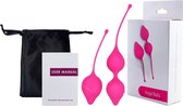 Luxe model Bekkenbodemtrainer / Vaginale balletjes - Kegels - Met stoffen zwarte zak - Roze