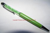 Pen met steentjes groen met stylus