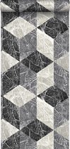 Origin behang marmer zwart en grijs - 347318 - 53 x 1005 cm
