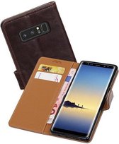 Zakelijke Book Case Telefoonhoesje Geschikt voor de Samsung Galaxy Note 8 - Portemonnee Hoesje - Pasjeshouder Wallet Case - Mocca