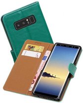 Zakelijke Book Case Telefoonhoesje Geschikt voor de Samsung Galaxy Note 8 - Portemonnee Hoesje - Pasjeshouder Wallet Case - Groen