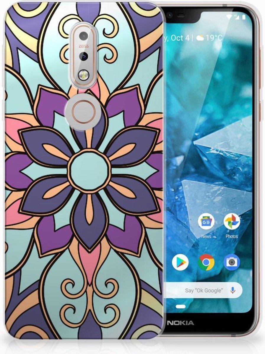 Nokia 7.1 TPU Case Purple Flower
