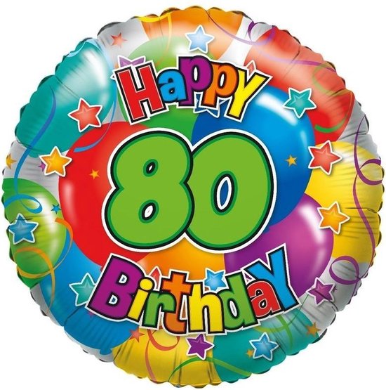 verkwistend vrijwilliger Wiskundig Folie ballon 80 Happy Birthday 35 cm - Folieballon verjaardag 80 jaar 35 cm  | bol.com