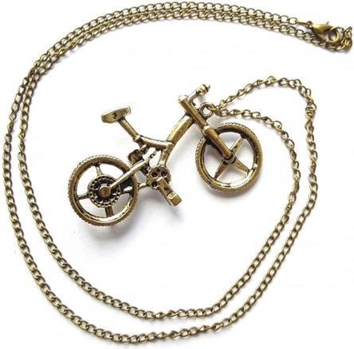 Retro ketting lang met bronskleurige fiets hanger