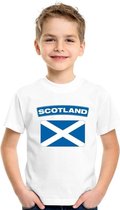 T-shirt met Schotse vlag wit kinderen 134/140