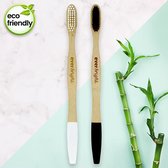 Bamboe tandenborstels - 2 stuks | Everbright. YOU & ME bamboo tandenborstels | 100% Bamboe tandenborstel | Charcoal tandenborstels | Natuurlijke tandenborstel | Wittere tanden - Za