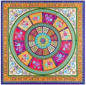 Emilie Scarves Sjaal Zijden blend 130*130CM Oranje - Bloemen - Giftbox