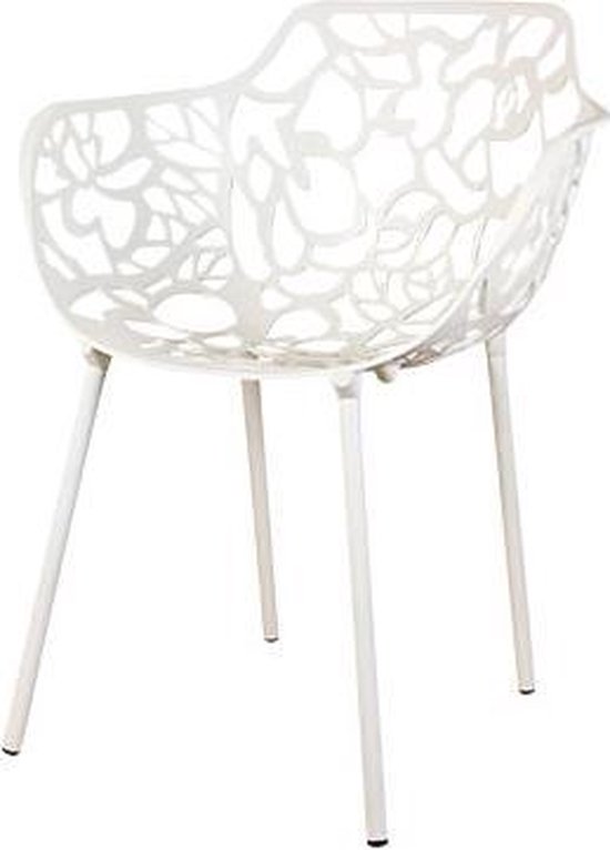 DS4U® cast magnolia - eetkamerstoel - designstoel - met armleuning - aluminium - wit - set van 8