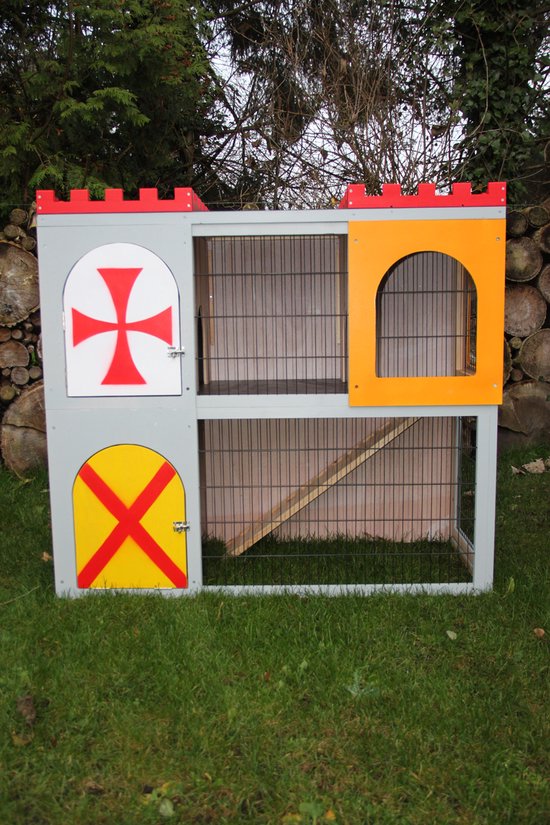 Wacht even Onheil oogst Dieren - konijnen - konijnenhok met ren - kleurrijk kasteel - bouwpakket -  110 x 120 x... | bol.com