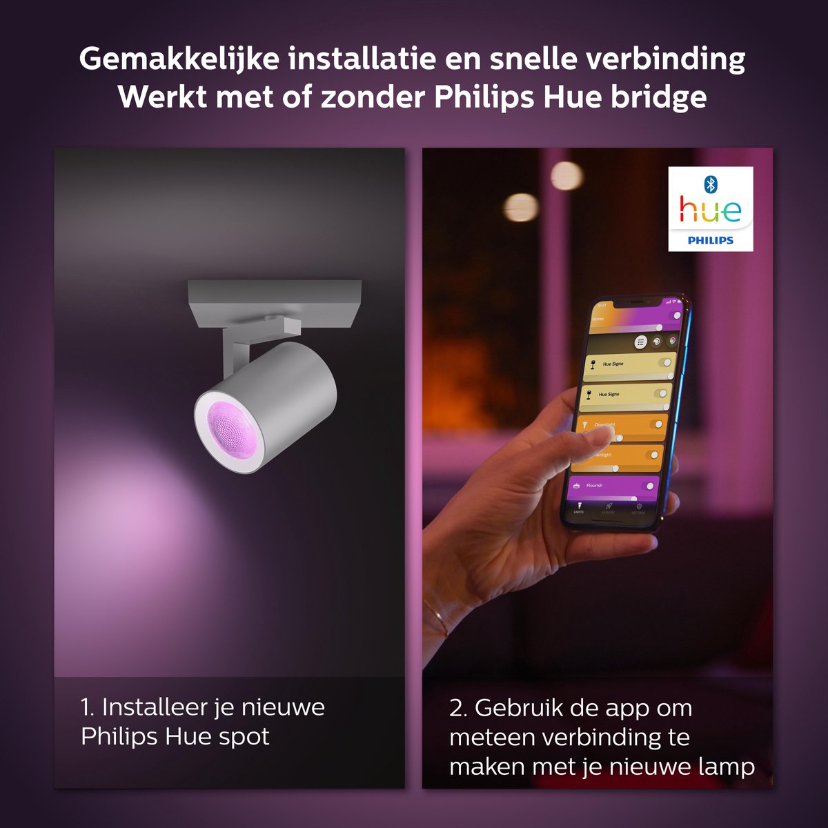 Philips Hue Argenta Opbouwspot - White and Color Ambiance - GU10 - 2 x 5,7W  -... | bol.com