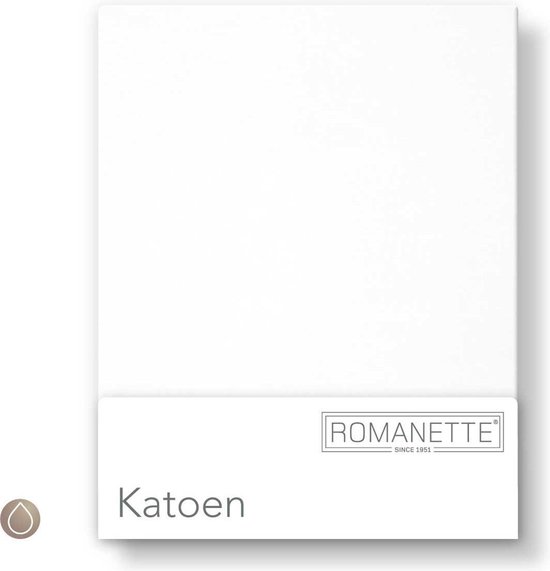 Drap-housse Romanette coton - Blanc - Simple (180x200 cm)