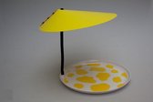 Culisol - Geel/wit dienblad met buigzame zwanenhals en zonwerende gele parasol