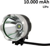 1200 lumen MTB/race LED koplamp CREE T6 USB aansluiting - EXTREEM veel licht -100 meter- met 10.000mAh LiPo Powerbank
