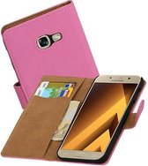 Effen Bookstyle Hoes Geschikt voor Samsung Galaxy A3 (2016) A310F Roze