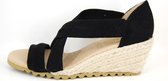 Stravers - Maat 35 Espadrilles met Sleehakken Zwart Kleine Maten