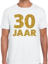 30 jaar goud glitter verjaardag/jubileum kado shirt wit heren L