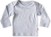 Little Label - baby shirt lange mouw - medium blue stripe - maat: 56 - bio-katoen