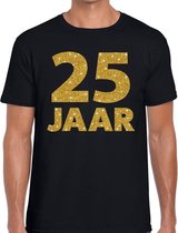 25 jaar goud glitter verjaardag/jubilieum kado shirt zwart heren 2XL