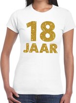 18 jaar goud glitter verjaardag kado shirt wit  voor dames 2XL