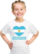Argentinie hart vlag t-shirt wit jongens en meisjes XS (110-116)