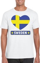 Zweden hart vlag t-shirt wit heren M