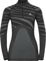 Odlo Suw Top Turtle Neck 1/2 Zip L/S Performance Blackcomb Sportshirt Dames - Black-Concrete Grey