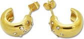 Boucles d'oreilles Amanto Dhua - Femme - Acier 316L PVD doré - Zircone - 8 x 15 mm