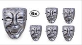 6x Masker nar zilver