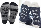 Bring Me Wine & Bring Me Beer Sokken - Wijnsokken & Biersokken - Multicolor - Set van 2 paar