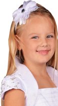 Jessidress Haarband Meisjes Haar Diadeem met grote Haarbloem en strass - Wit