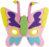 Masque papillon rose avec nez vert 18cm