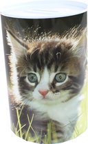 Free And Easy Spaarpot 15 Cm Blik Kitten Grijs