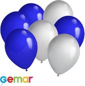 30 ballonnen Zilver en Blauw (Ook geschikt voor Helium)