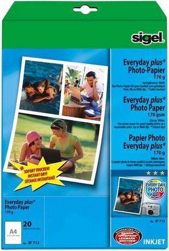 Sigel inkjet fotopapier Everyday plus A4 hoogglanzend 170 grams