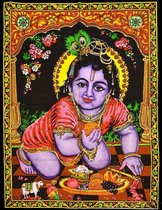 Wandkleed / muurkleed Indiase katoen met glitters – Krishna als Kind
