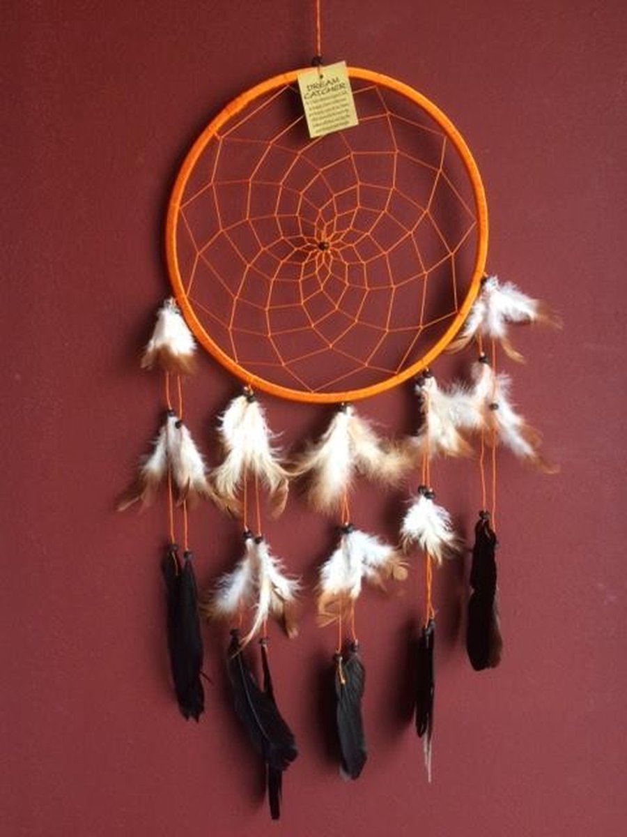 Zus & Zo Dromenvanger / Dreamcatcher Ø26cm zonder kleintjes - oranje